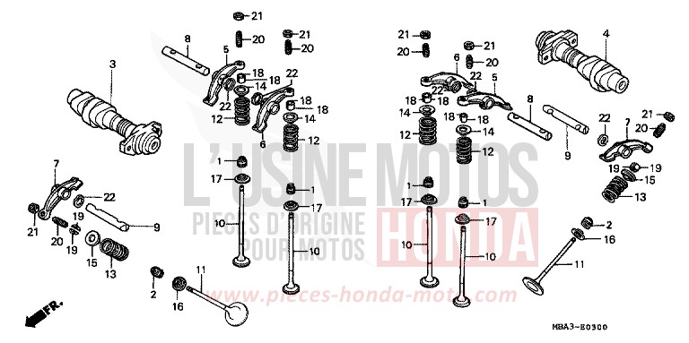 CAMSHAFT/VALVE for Shadow Aero PEARL PARAGON PURPLE (P20E) from 1998